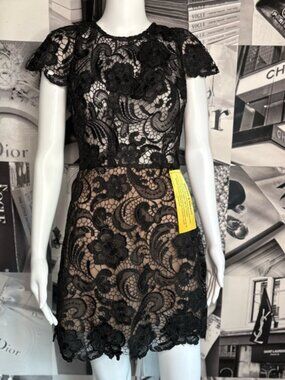 Bronx and Banco Emiko Black Lace Mini Dress, M, New with Tags